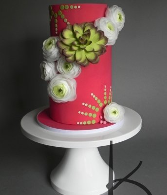Wafer Paper Ranunculus and Succulent Cake