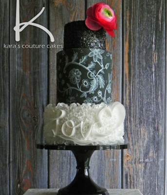 Wafer Ruffles and Painted Lace Cake